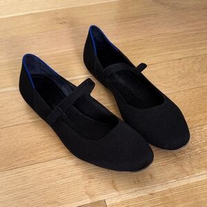 Rothy's Black Flats with Blue Trim